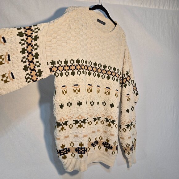 U.S.A. Vintage Eclectic Grandpa Academia Fisherman IVORY Sweater Oversized XL T - Picture 4 of 16